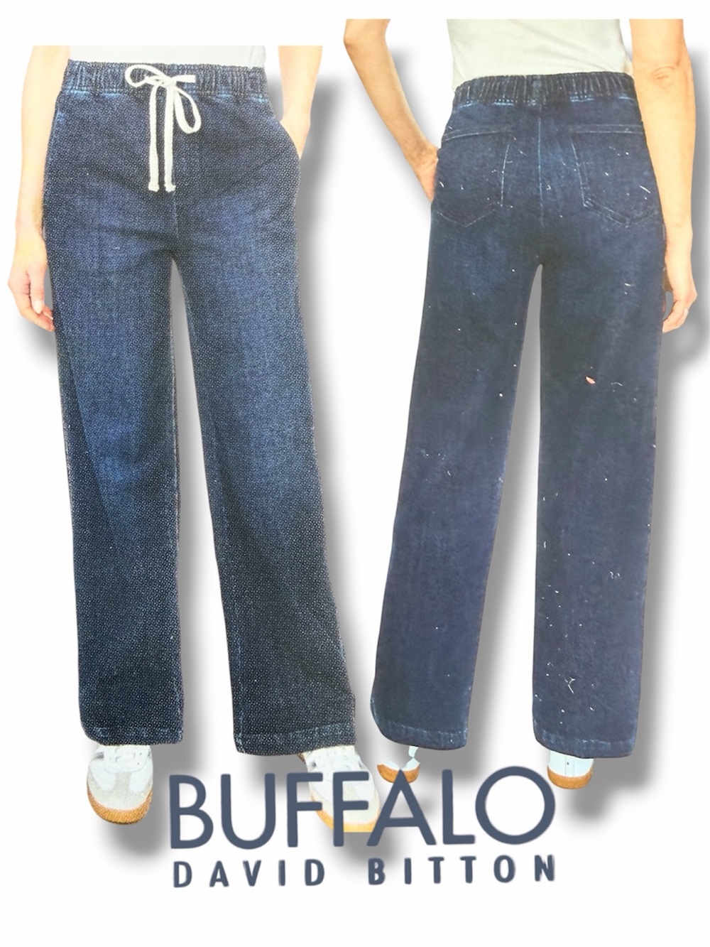 Buffalo Women's Wide Leg Pull-On Jean Denim Pant Size Large